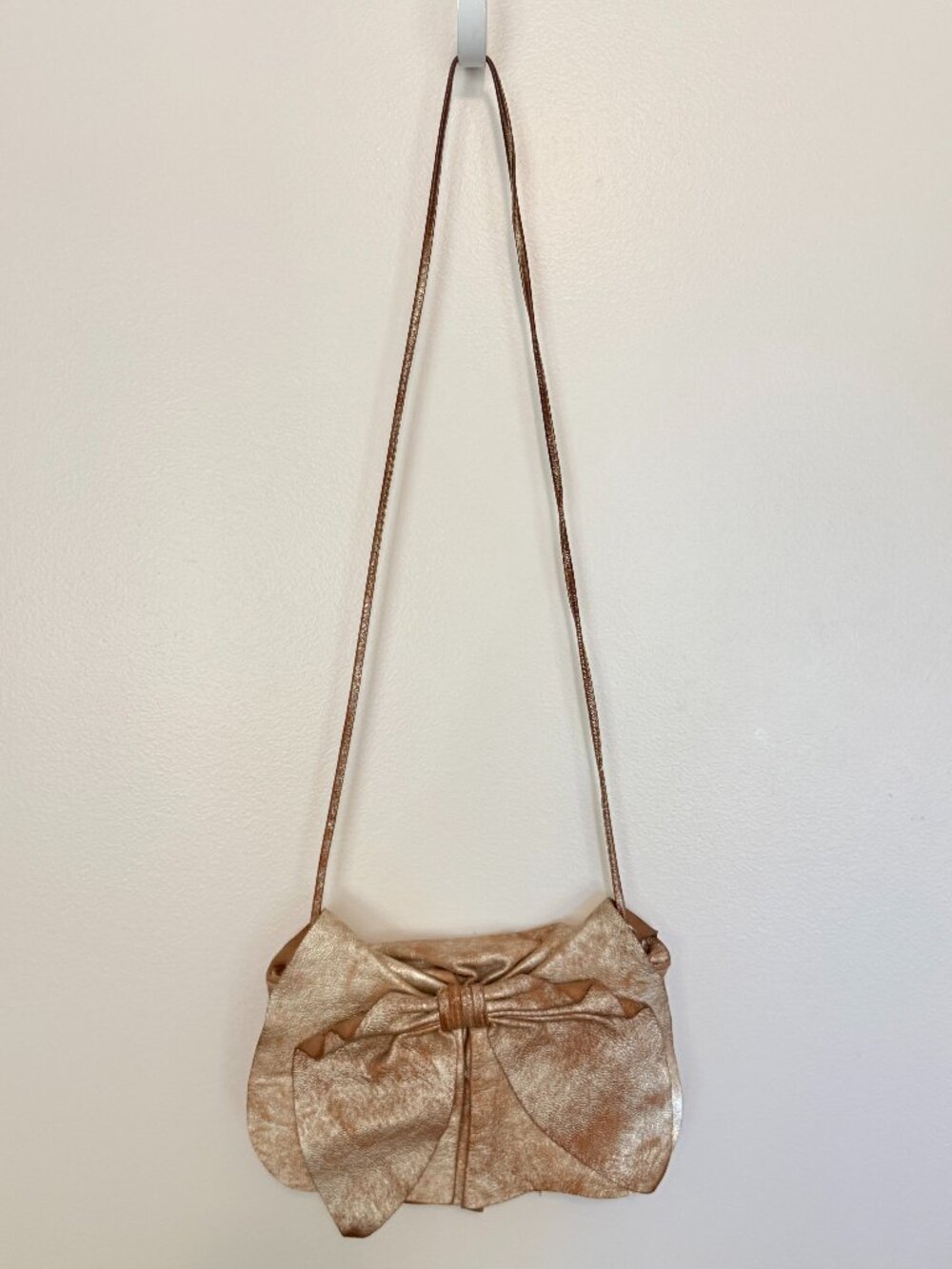 Gold Bow Leather Crossbody Bag